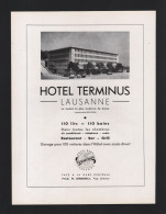 Pub Papier 1965 Tourisme Voyage  La SUISSE  Hotel Terminus Lausanne Dos Train Les Grisons Engadine - Pubblicitari