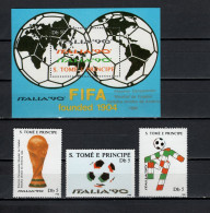 Sao Tome E Principe (St. Thomas & Prince) 1988 Football Soccer World Cup 3 Stamps + S/s MNH - 1990 – Italien