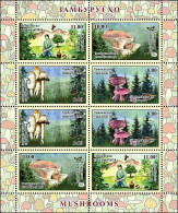 Tajikistan 2024 . Mushrooms (Birds, Butterflies, Mountains, Hedgehog). Sheetlet Of 8 - Tadschikistan