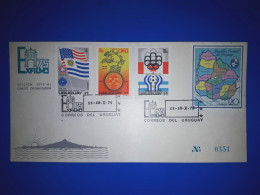 URUGUAY : Carte Commémorative De "Exfilmo 75" (Edition Officielle Du Comité D'Organisation). Variété De Timbres-poste Et - Uruguay