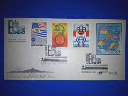 URUGUAY : Carte Commémorative De "Exfilmo 75" (Edition Officielle Du Comité D'Organisation). Variété De Timbres-poste Et - Uruguay