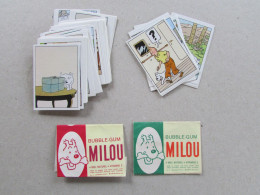 64 VIGNETTES CHROMOS TINTIN ET MILOU BUBBLE GUM + 2 POCHETTES - Chromo's