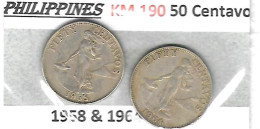 PHILIPPINES Républic Décimal, Petites Monnaies, Femme, 50 Centavos  KM  190 - Filippijnen