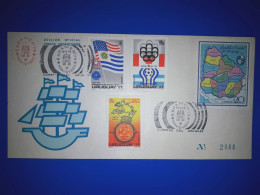 URUGUAY : Carte Commémorative De "Exfilmo 75" (Edition Officielle Du Comité D'Organisation). Variété De Timbres-poste Et - Uruguay