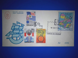 URUGUAY : Carte Commémorative De "Exfilmo 75" (Edition Officielle Du Comité D'Organisation). Variété De Timbres-poste Et - Uruguay