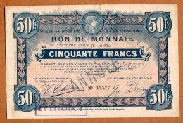 1914-18 // Ville De ROUBAIX & TOURCOING (59) // Décembre 1917 // Bon De Monnaie De 50 Francs // ANNULE // MUSTER - Buoni & Necessità