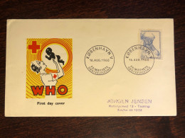 DENMARK FDC COVER 1960 YEAR RED CROSS WHO HEALTH MEDICINE STAMPS - FDC