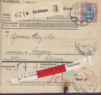 Deutsches Reich Paketkarte Bulletin D'Expedition Freight Card GARDELEGEN 1921 LUZERN Schweiz 'doganale Competente' Label - Briefe U. Dokumente