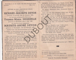 WOII - R. Devos, Y. Degezelle, M. Devos °Kortijk,Bissegem,Wevelgem, Overleden Tijdens Vliegersaanval Kortrijk 1944(F584) - Obituary Notices