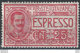 1903 Italia Regno VE III Exp C. 25 Rosso Anilina SL (MNH) Cat. Sass. 1 € 525,0 - Otros & Sin Clasificación