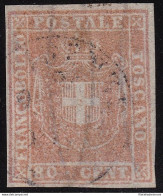 1860 TOSCANA, N. 22 80 Cent. Carnicino USATO - Toscane