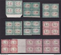 1897-1919 SAN MARINO, Tasse N° 1/9 SERIE IN QUARTINA  MNH/** - Other & Unclassified