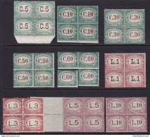 1897-1919 SAN MARINO, Tasse N° 1/9 SERIE IN QUARTINA  MNH/** - Sonstige & Ohne Zuordnung