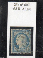 Paris - N° 60C Obl Tàd R Aligre (juillet 1876) - 1871-1875 Cérès