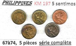 PHILIPPINES Républic Décimal, Melchora Aquino, 5 Sentimos, KM 197, Série Complète. - Philippinen