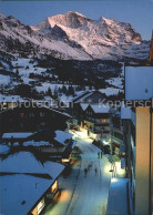 11851100 Wengen BE Dorfpartie Am Abend Mit Jungfrau Familienhotel Edelweiss Weng - Andere & Zonder Classificatie