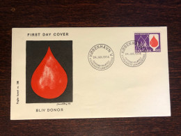 DENMARK FDC COVER 1974 YEAR BLOOD DONATION DONORS HEALTH MEDICINE STAMPS - FDC