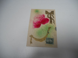 CARTE ANCIENNE COULEUR DE 1907 SOUVENIR ROSE RUBANT DORE PAILLETTE EN RELIEF TBE - Other & Unclassified