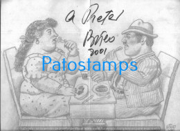 228101 ART ARTE SIGNED FERNANDO BOTERO COLOMBIA AUTOGRAPH MENU NO POSTAL POSTCARD - Autres & Non Classés