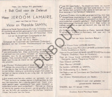 WOII - Jeroom Lamaire °Nesle Normandeuse 1915 †Politiek Gevangene Concentratiekamp Duitsland 1944 (F583) - Obituary Notices