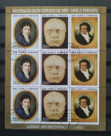 Sao Tome E Principe 1977 Ludwig Van Beethoven 150th Anniversary Of The Death Sheetlet CTO - Muziek