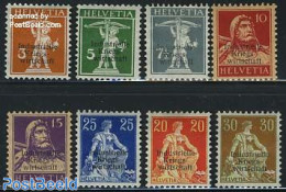 Switzerland 1918 Industrielle Kriegswirtschaft 8v, Thin Overprints, Unused (hinged) - Nuevos