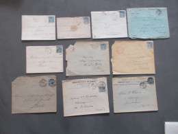 LOT  D'ENVELOPPES.TIMBRE SAGE 15 CENTIMES BLEU.POUR ETUDE.CACHETS DIVERS. - 1876-1898 Sage (Tipo II)