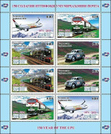 Tajikistan 2024 .150 Year Of The UPU (Aircraft, Trains, Cars ). Sheetlet Of 8 - Tadjikistan