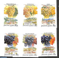 Hungary 1990 Wine 6v Imperforated, Mint NH, Nature - Fruit - Wine & Winery - Nuovi