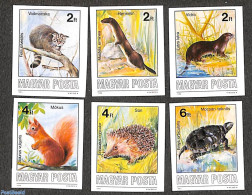 Hungary 1986 Wild Animals 6v Imperforated, Mint NH, Nature - Animals (others & Mixed) - Cats - Hedgehog - Reptiles - T.. - Ongebruikt