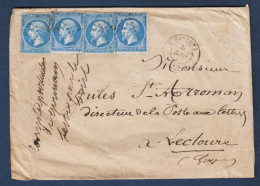 4 Napoléon N° 22 Sur Enveloppe De St Gaudens - 1862 Napoléon III.