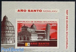 Equatorial Guinea 1975 Holy Year S/s Imperforated, Mint NH, Religion - Churches, Temples, Mosques, Synagogues - Iglesias Y Catedrales