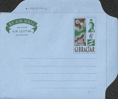 Gibraltar 1961 Aerogramme 6p Green/brown, Unused Postal Stationary, Various - Maps - Geografia