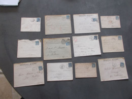 LOT  D'ENVELOPPES.TIMBRE SAGE 15 CENTIMES BLEU.POUR ETUDE.CACHETS DIVERS. - 1876-1898 Sage (Type II)