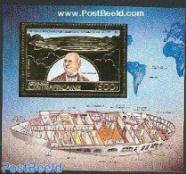 Central Africa 1983 Graf Zeppelin S/s, Gold, Mint NH, Transport - Various - Zeppelins - Maps - Zeppelins