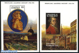 Saint Vincent & The Grenadines 1991 Mozart 2 S/s, Mint NH, Performance Art - Amadeus Mozart - Music - Music