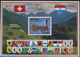 Paraguay 1990 Switzerland S/s, Railway, Mint NH, History - Sport - Transport - Coat Of Arms - Mountains & Mountain Cli.. - Arrampicata