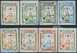 Paraguay 1933 Columbus 8v, Mint NH, History - Transport - Explorers - Ships And Boats - Exploradores