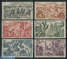 New Caledonia 1946 Victory 6v, Unused (hinged), History - Nature - Religion - Transport - Militarism - World War II - .. - Unused Stamps