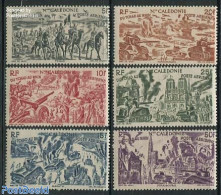 New Caledonia 1946 Victory 6v, Mint NH, History - Nature - Religion - Transport - Militarism - World War II - Camels -.. - Ongebruikt