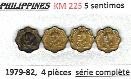 PHILIPPINES  Décimal, Melchora Aquino, 5 Sentimos, KM 225, Série Complète 1979à 1982 Pr. SUP - Philippines