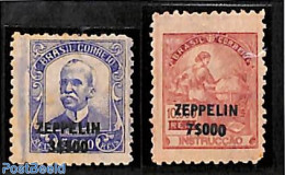 Brazil 1932 Zeppelin 2v, Mint NH, Transport - Zeppelins - Unused Stamps