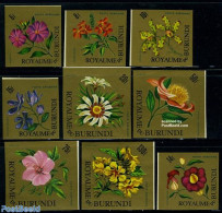 Burundi 1966 Flowers, Airmail 9v Imperforated, Mint NH, Nature - Flowers & Plants - Orchids - Other & Unclassified
