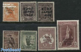 Australia 1946 B.C.O.F. Overprints 7v, Mint NH, History - Nature - Militarism - Animals (others & Mixed) - Wild Mammals - Nuevos