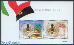 Angola 2002 Friendship With Italy S/s, Mint NH, Nature - Cat Family - Art - Books - Ceramics - Porcellana