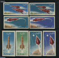 Dubai 1964 Space Flights 8v, Imperforated, Mint NH, Transport - Space Exploration - Dubai