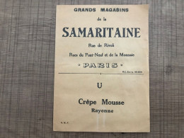 Grands Magasins De La SAMARITAINE Paris Crèpe Mousse Rayonne - Andere & Zonder Classificatie