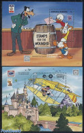 Antigua & Barbuda 1989 Disney, Stamp History 2 S/s, Mint NH, Philately - Stamps On Stamps - Art - Disney - Stamps On Stamps