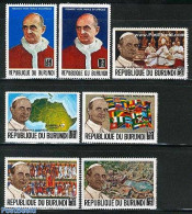 Burundi 1969 Pope Visit 7v, Mint NH, History - Religion - Various - Flags - Pope - Religion - Maps - Papi