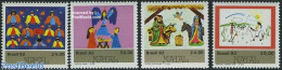 Brazil 1982 Christmas 4v, Mint NH, Religion - Christmas - Art - Children Drawings - Ongebruikt